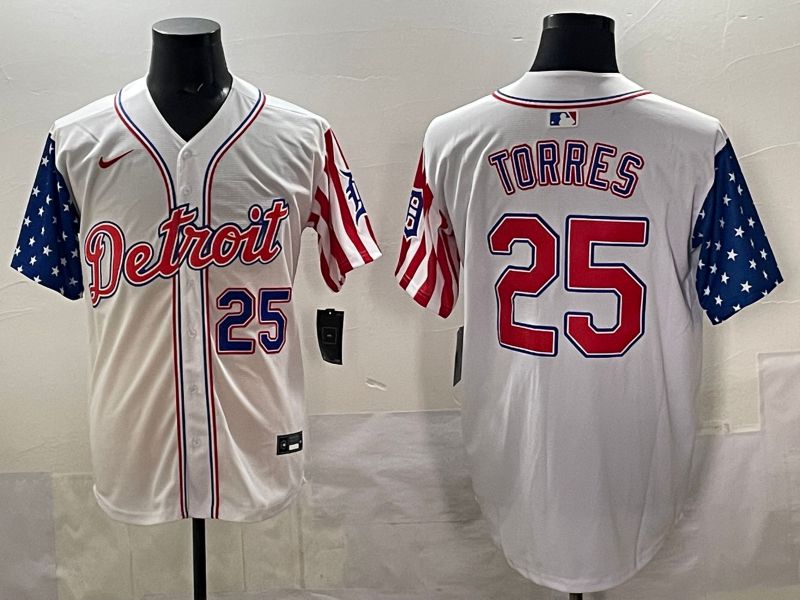 Men Detroit Tigers #25 Torres White National Flags 2025 Nike MLB Jersey style 41->san diego padres->MLB Jersey